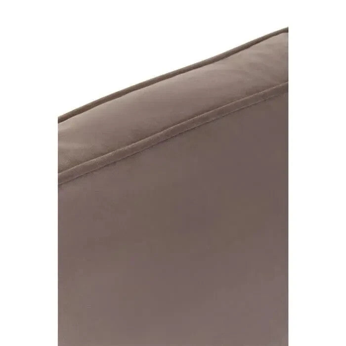 3 Seater Mink Velvet Sofa w/ Key Arms & Wooden Base for Living Room