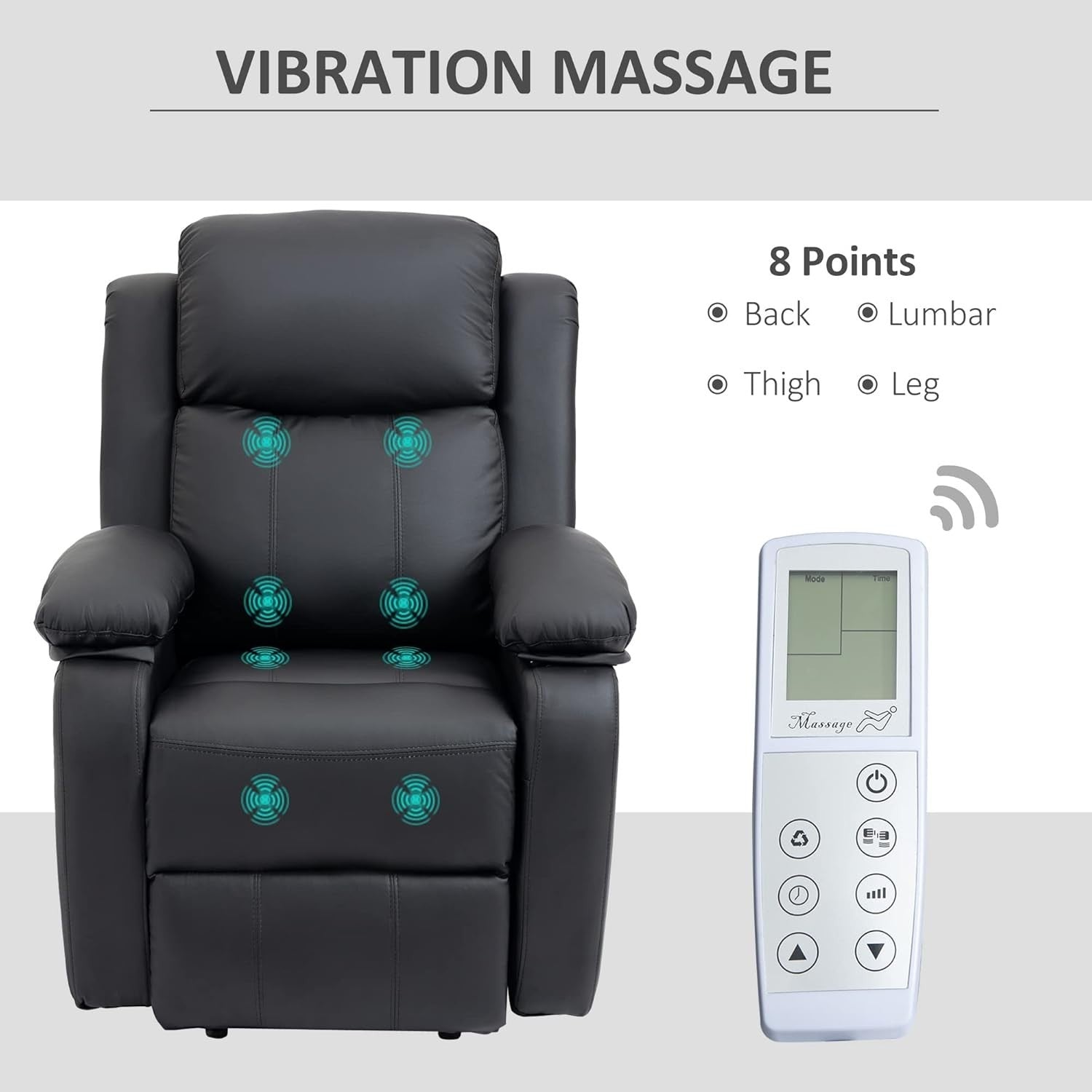 Power Lift Recliner Chair Massage Heat 160° Recline Footrest Side Pockets Black