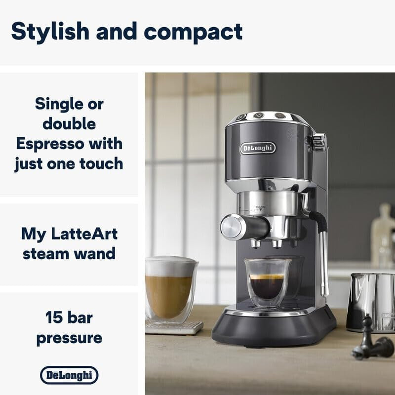 Compact Barista Espresso Machine | 15-Bar Pump | Milk Frother | Slim 15cm Design