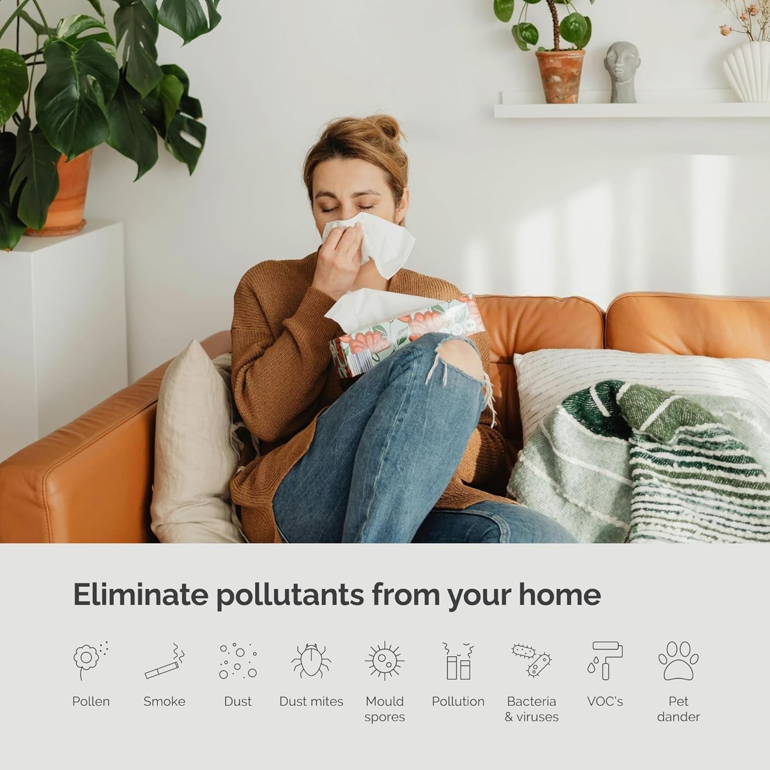 HEPA Air Purifier Large Room Allergy Dust Pollen Quiet Home Office