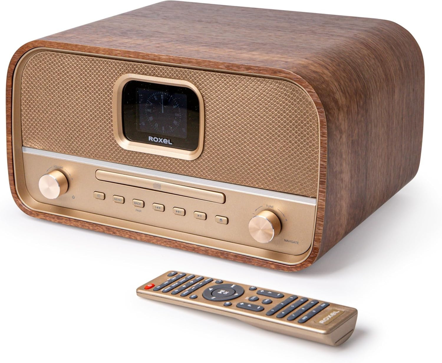 Retro HiFi CD Player DAB DAB+ Bluetooth 40W FM Radio USB Walnut
