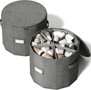 Large 2-Pack Cylindrical Shoe Organizer with Adjustable Dividers Foldable Gray