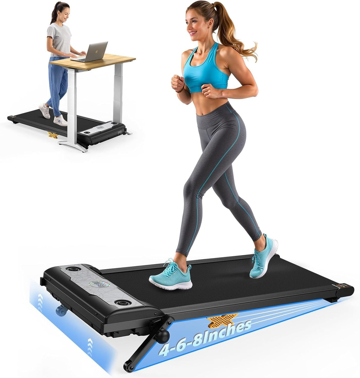 Walking Pad Treadmill With Incline Under Desk 6km/h Silent Home Office