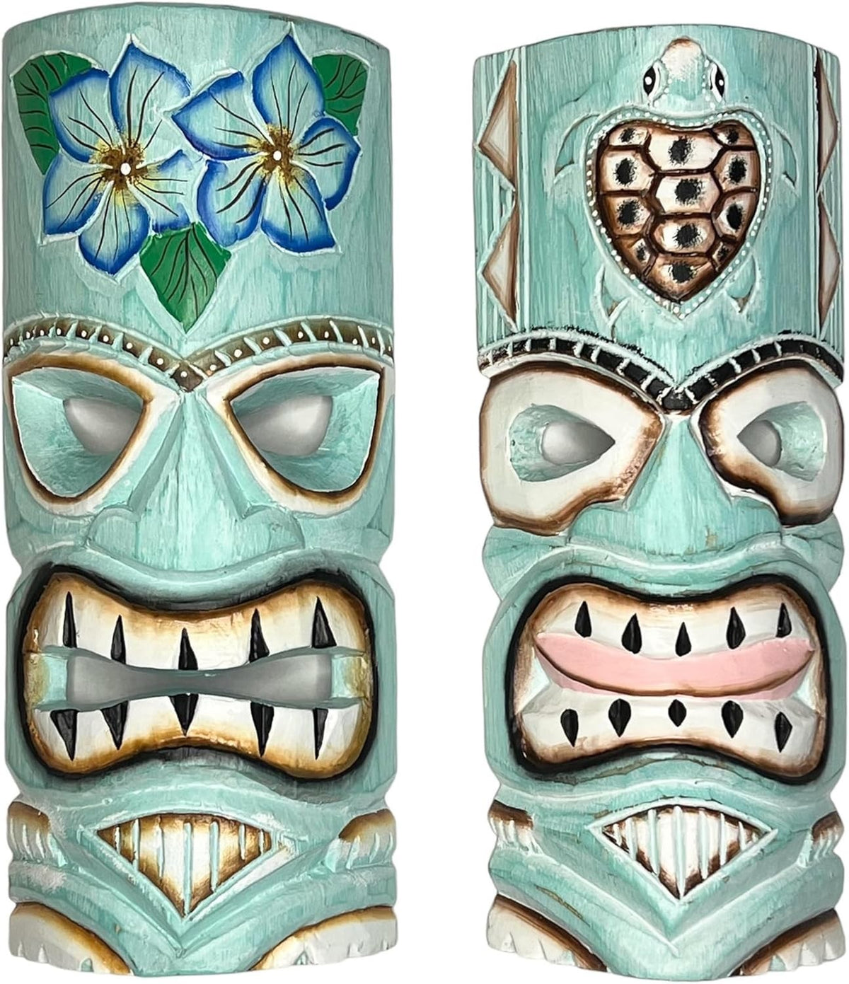 Set of 2 Tiki Mask Wall Art Tropical Hawaiian Luau Bar Decor