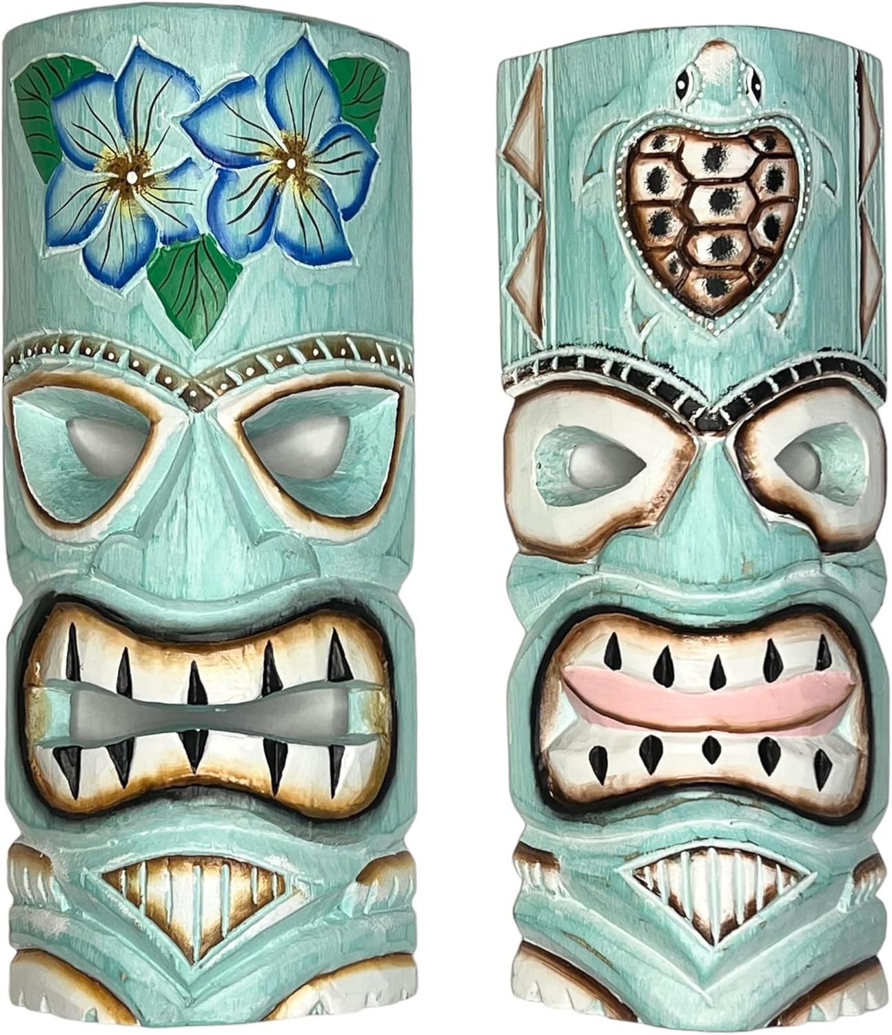 Set of 2 Tiki Mask Wall Art Tropical Hawaiian Luau Bar Decor