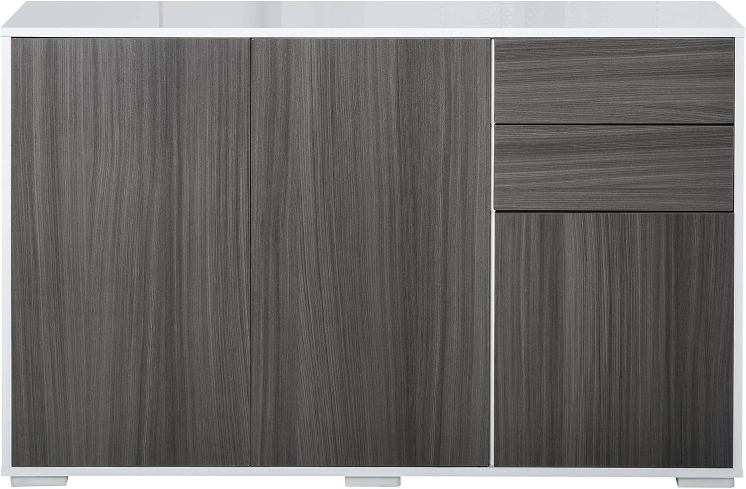 High Gloss Sideboard with Push-Open Drawers, 3 Doors, Modern Storage Unit