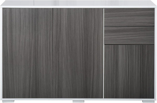 High Gloss Sideboard with Push-Open Drawers, 3 Doors, Modern Storage Unit