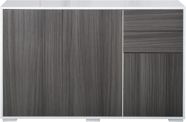 High Gloss Sideboard with Push-Open Drawers, 3 Doors, Modern Storage Unit