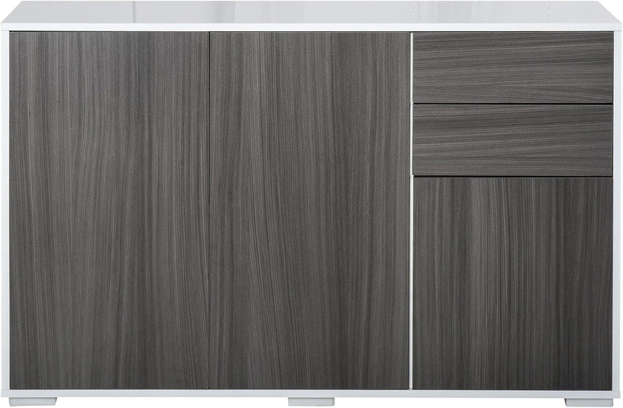 High Gloss Sideboard with Push-Open Drawers, 3 Doors, Modern Storage Unit