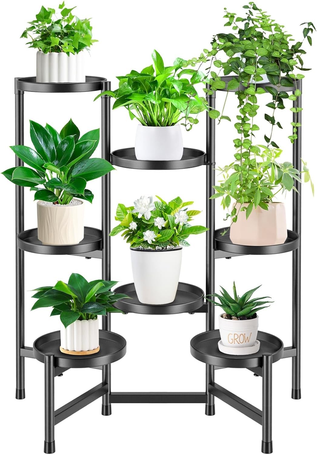 8 Tier Black Metal Plant Stand | Indoor Outdoor Flower Pot Display Rack