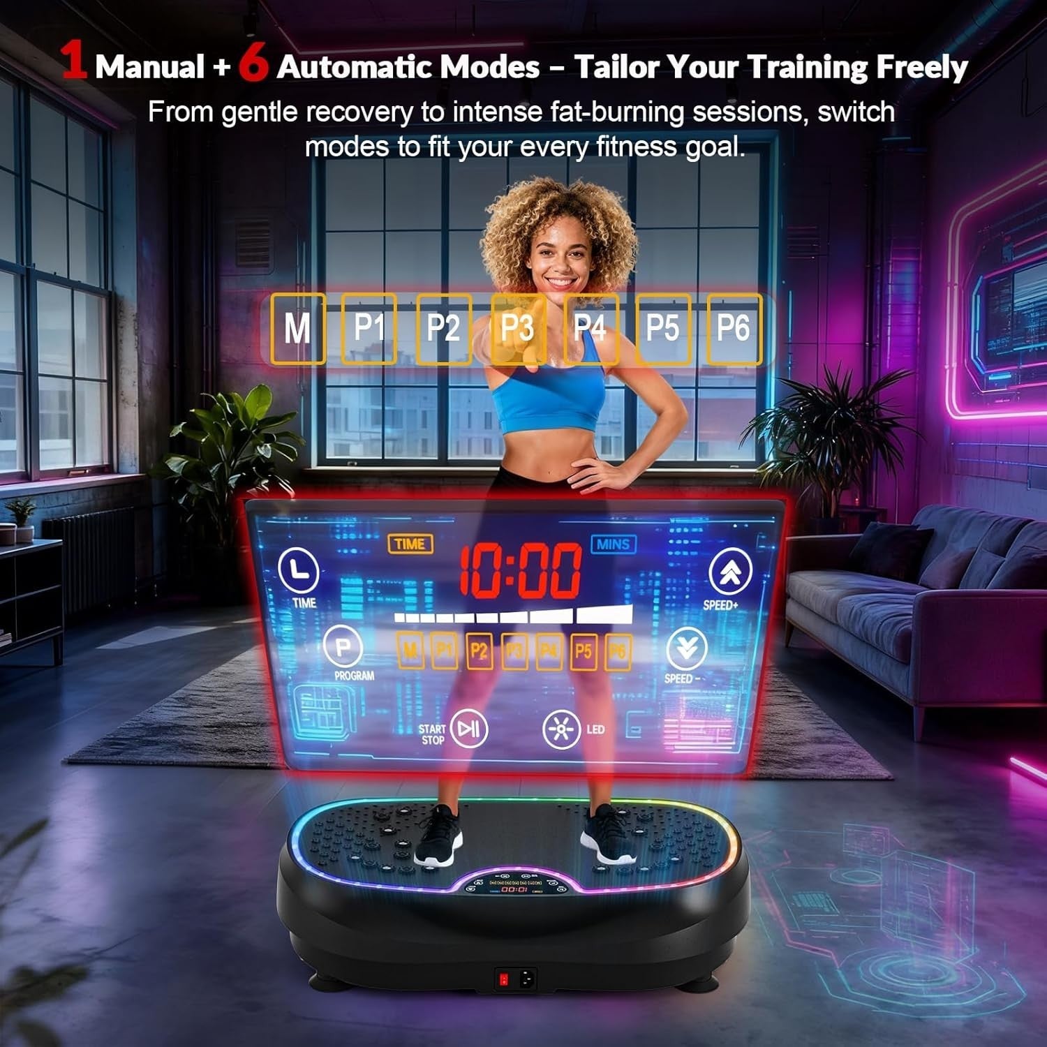 2D 3D Vibration Plate Exercise Machine Dual Motor 199 Speeds 500LB