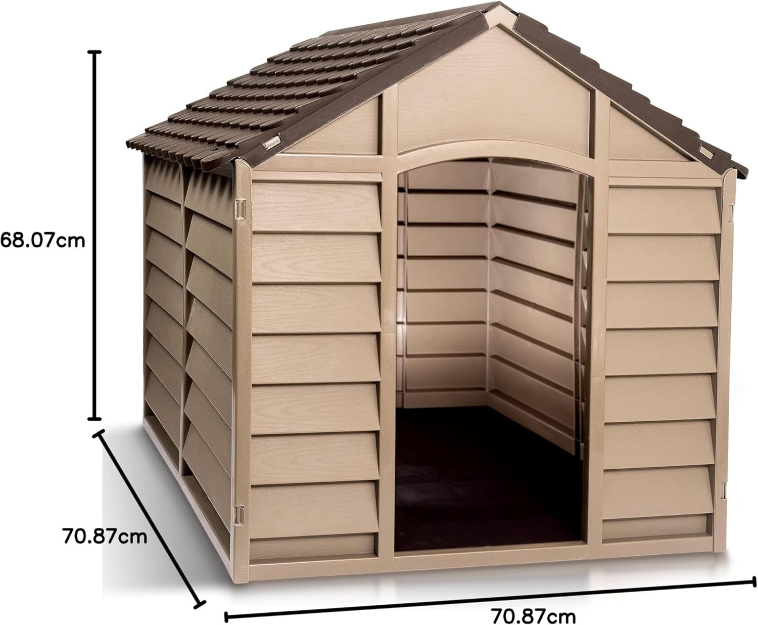 Heavy Duty Small Plastic Dog Kennel Weatherproof Outdoor Pet House Brown