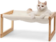 Wooden Cat Hammock Bed Plush Velvet Pet Sofa Removable Cushion 50cm