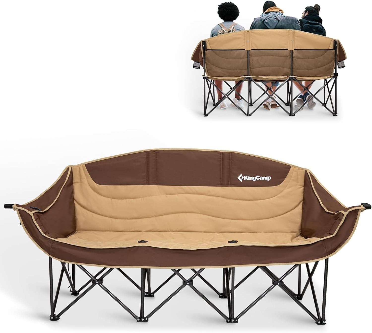 3 Seater Folding Camping Sofa Chair Heavy Duty Outdoor Garden Seat 300kg