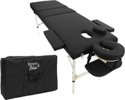 Portable 3-Section Massage Table Aluminium Folding Beauty Therapy Spa Bed Black