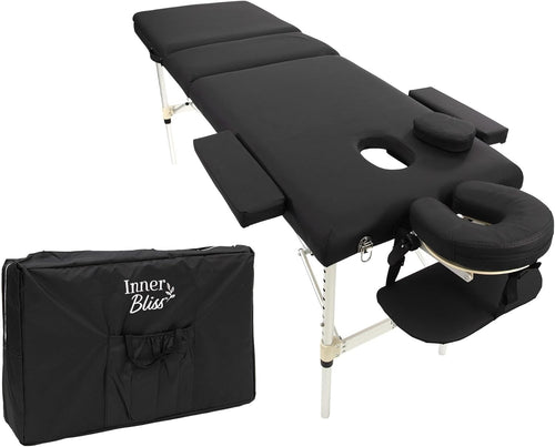 Portable 3-Section Massage Table Aluminium Folding Beauty Therapy Spa Bed Black