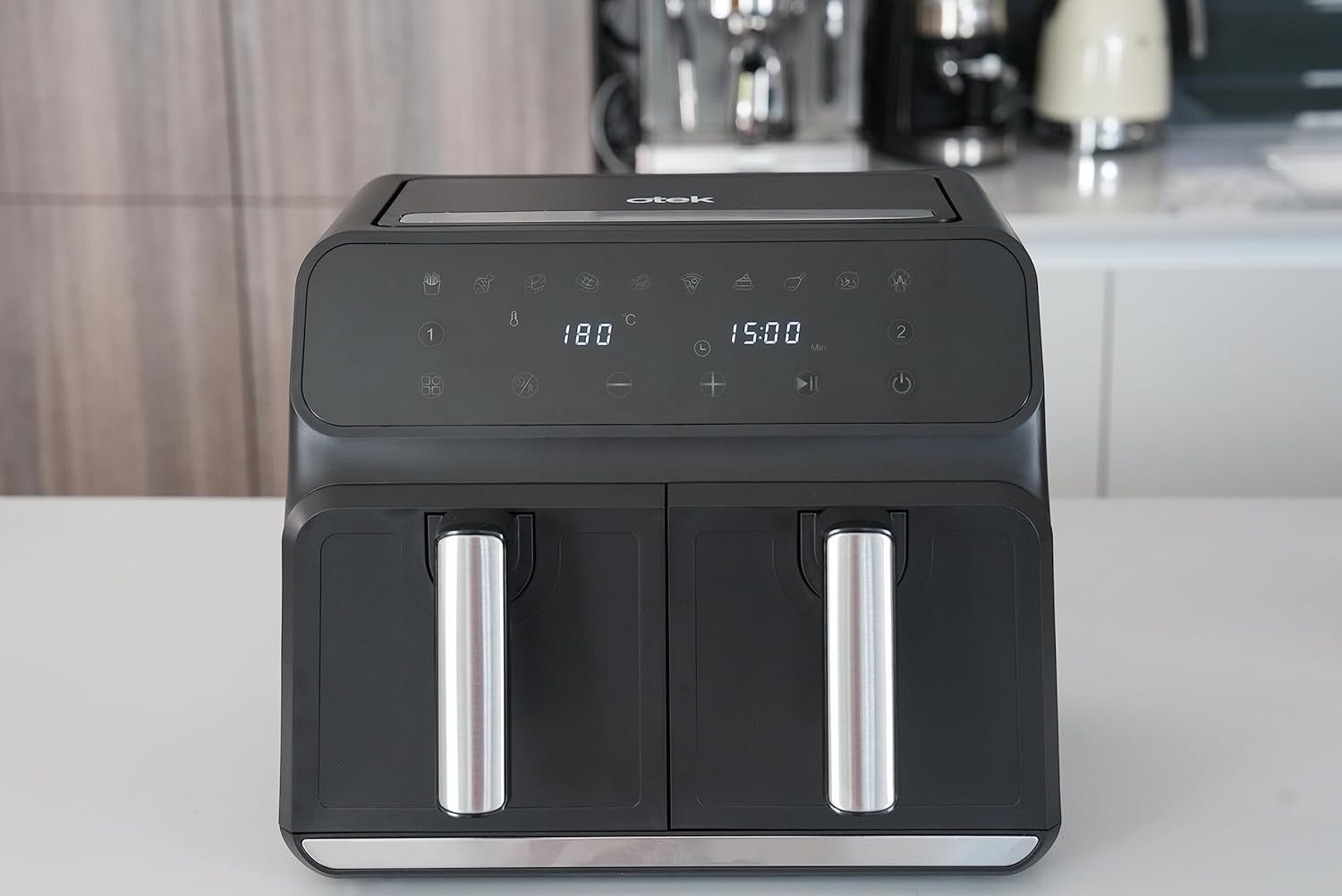 Dual Zone Air Fryer 8L 2 Drawer Touchscreen Oil Free Timer 1700W