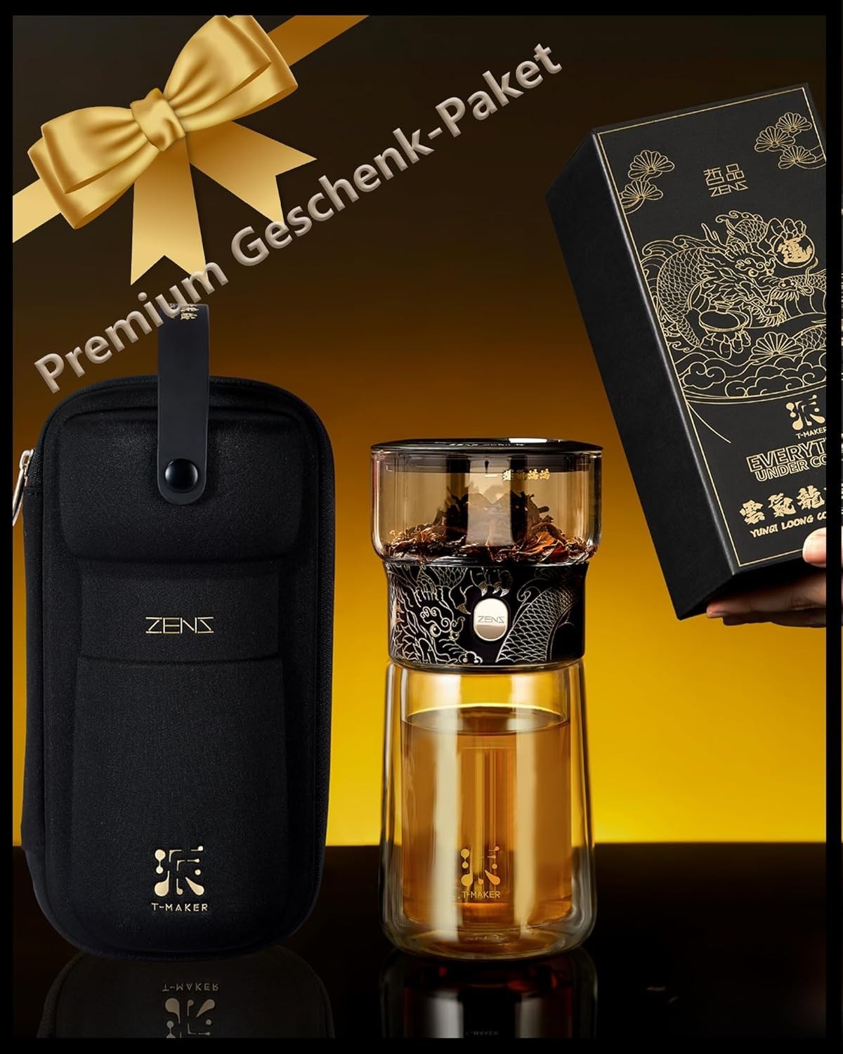 One Touch Tea Maker 270ml Glass Infuser Set with Cup & Carry Case