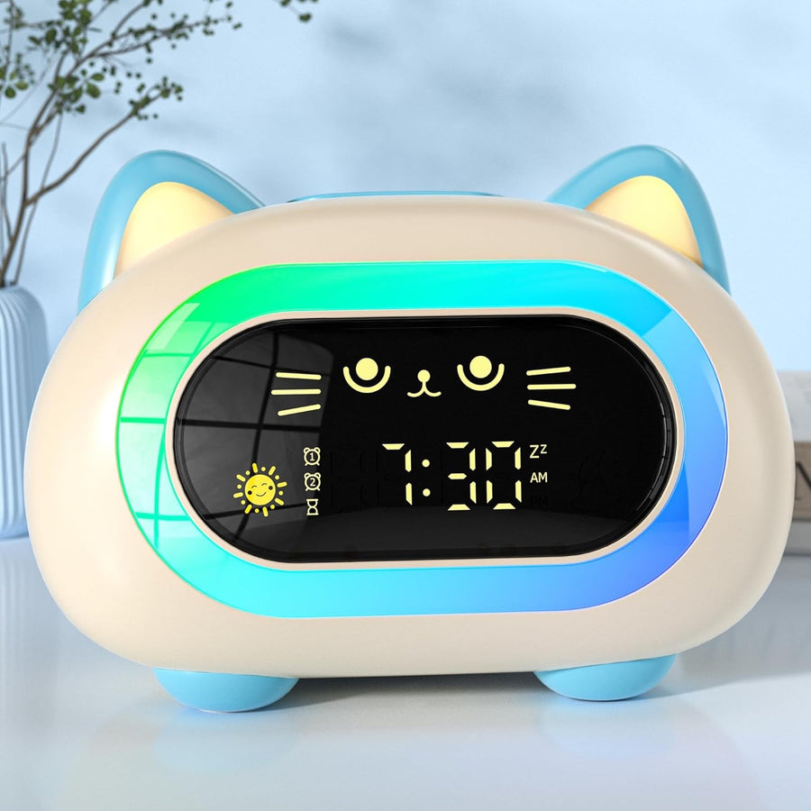 Kids Sleep Training Alarm Clock Dual Alarm Colour Night Light Snooze Timer