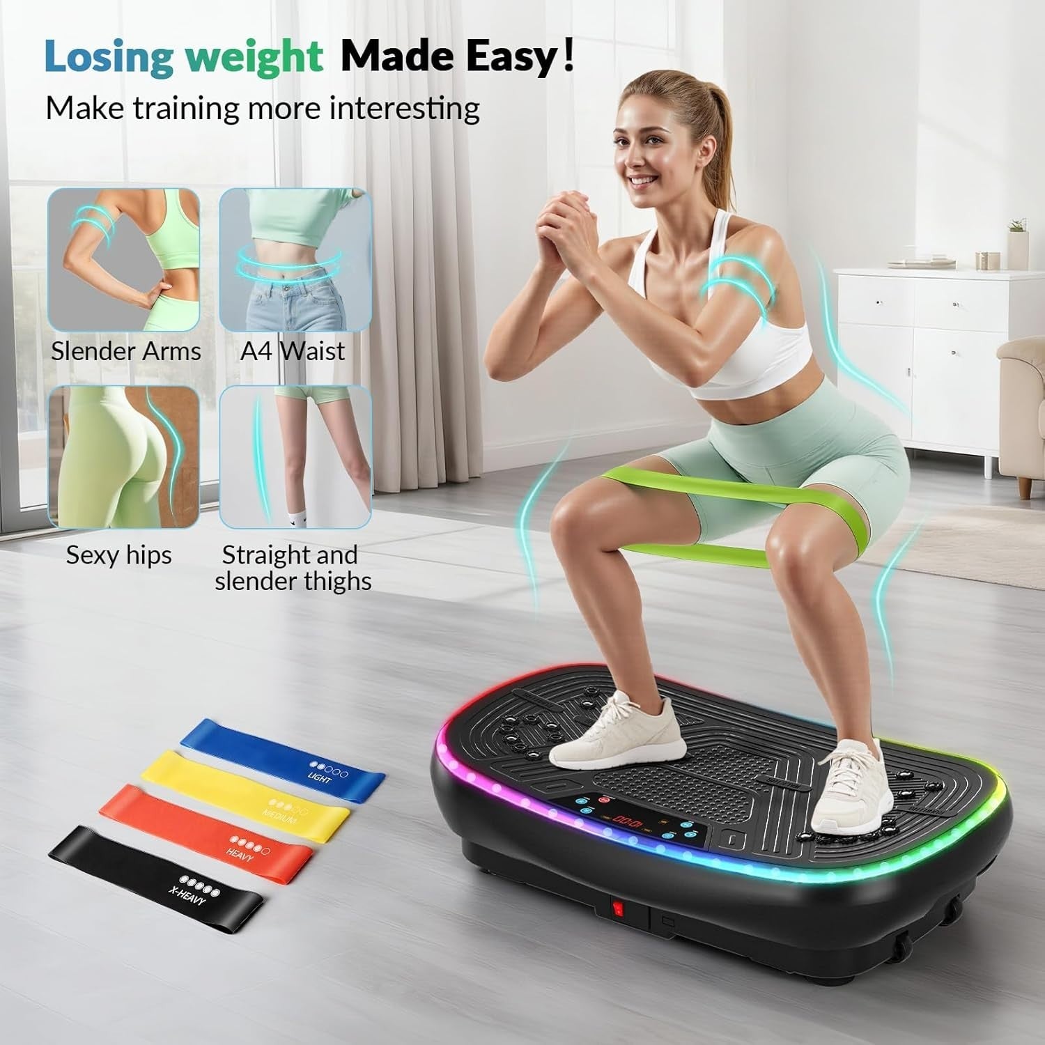 7-in-1 4D Vibration Plate Exercise Machine 900W Triple Motor 550LB
