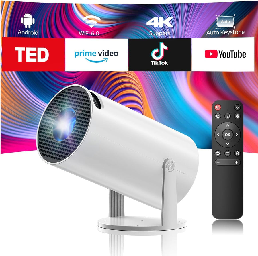 Android 11 WiFi6 Mini Projector 4K Support 220° Rotating Home Cinema
