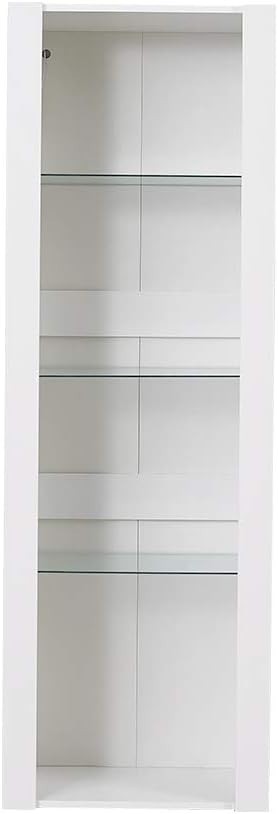 Tall Display Cabinet RGB Glass Shelves White Unit 165cm Cupboard Storage