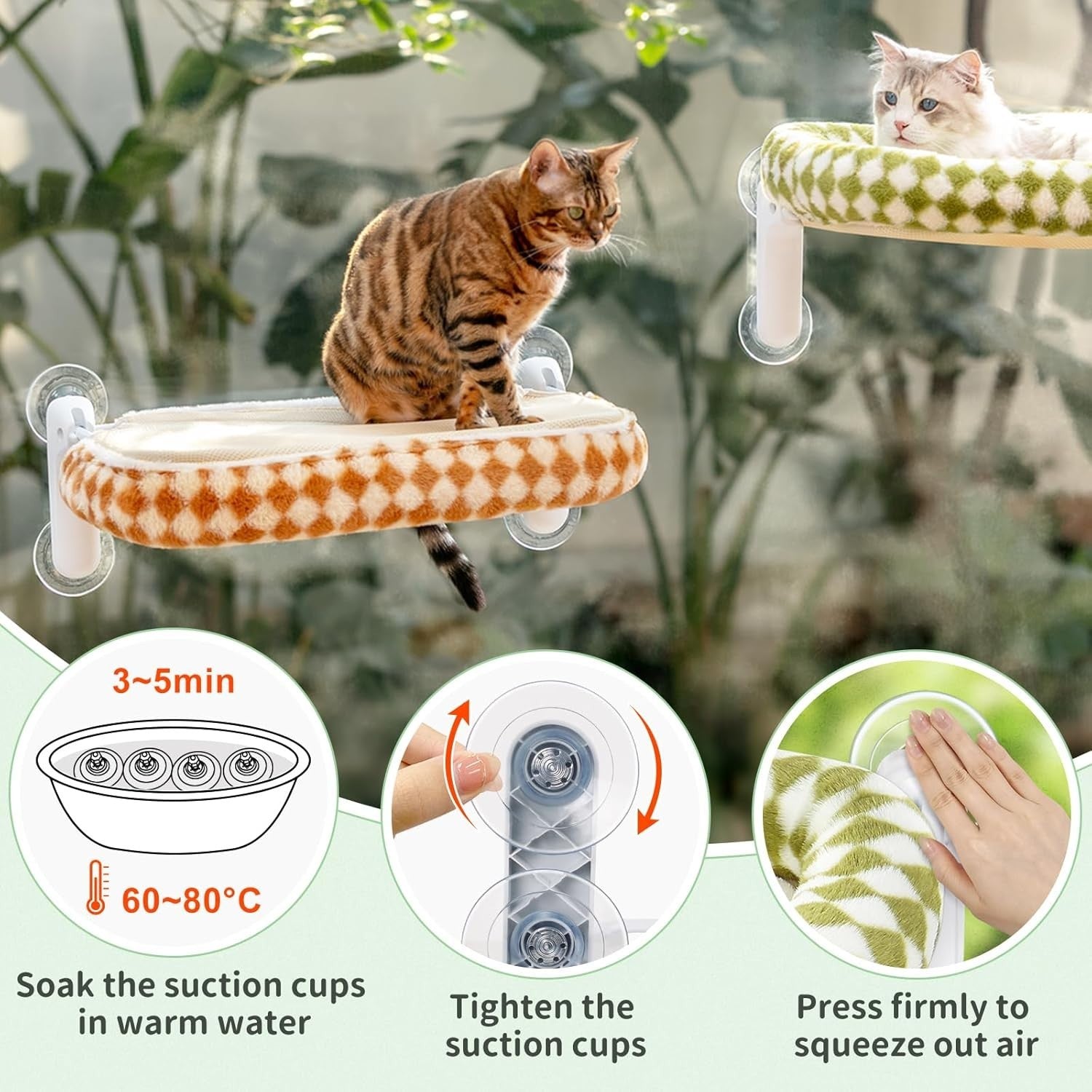 Cat Window Hammock Foldable Perch Suction Cup Seat Plush Cushion