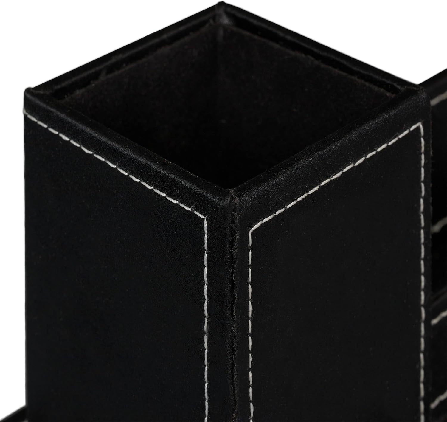 Compact Faux Leather Desk Organiser with Pen & Business Card Holder
