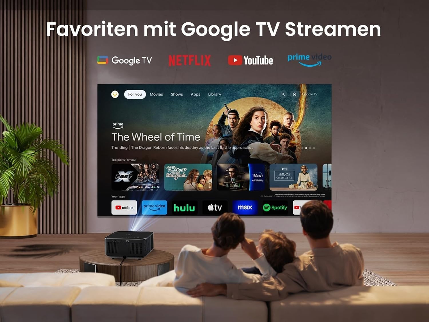 Google TV 1080P Smart Projector 30W JBL WiFi 6 Dolby Bluetooth 4K