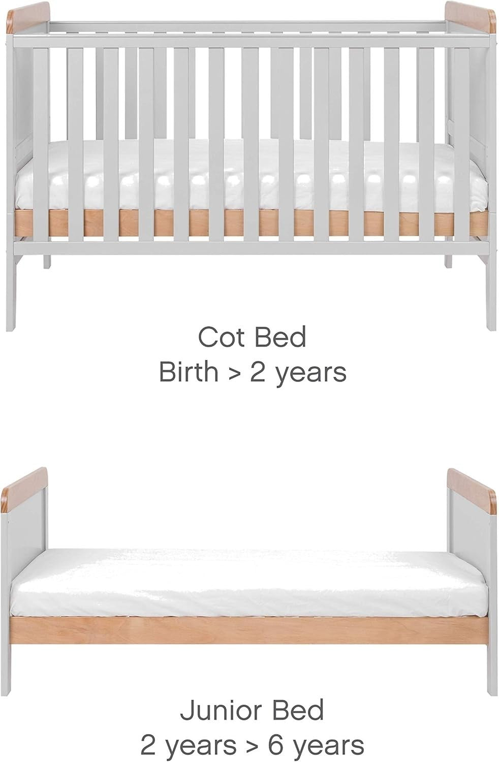 3pcs Nursery Furniture Set Cot Bed Wardrobe Chest Drawers Solid Wood Dover Grey
