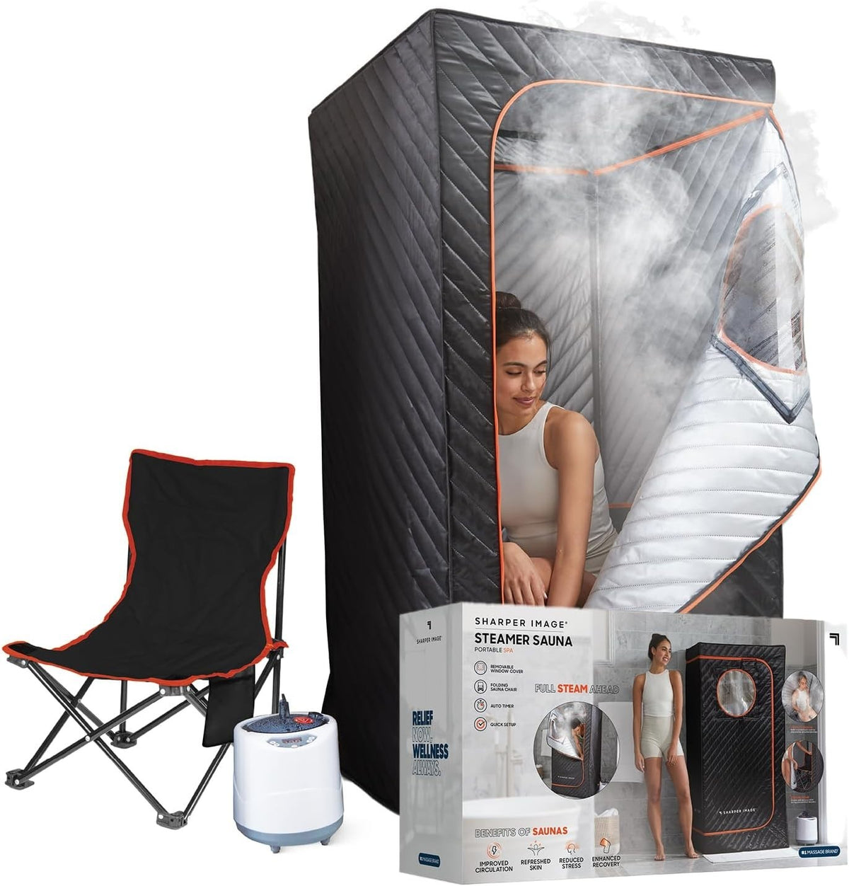 Portable Steam Sauna Tent Home Spa Pod w/ Chair & Temp Control Indoor Outdoor