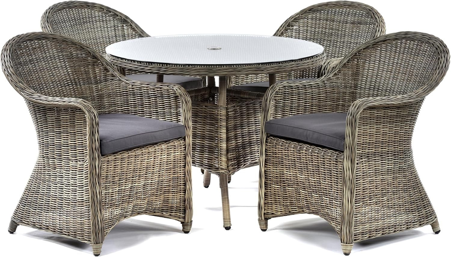 Outdoor Rattan Garden Armchair with Cushion Weatherproof Patio Dining Seat