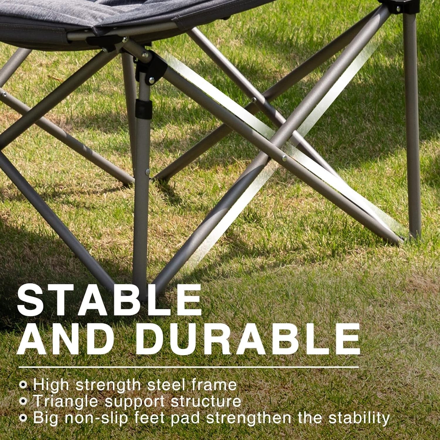 XL Padded Folding Camping Chair Heavy Duty 150KG Outdoor Garden Saucer Seat