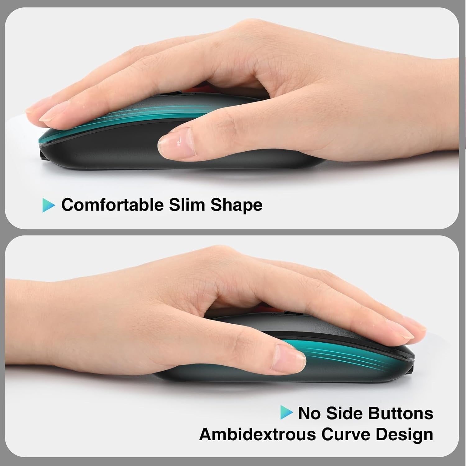 Bluetooth Wireless Mouse Rechargeable Silent USB Slim Black