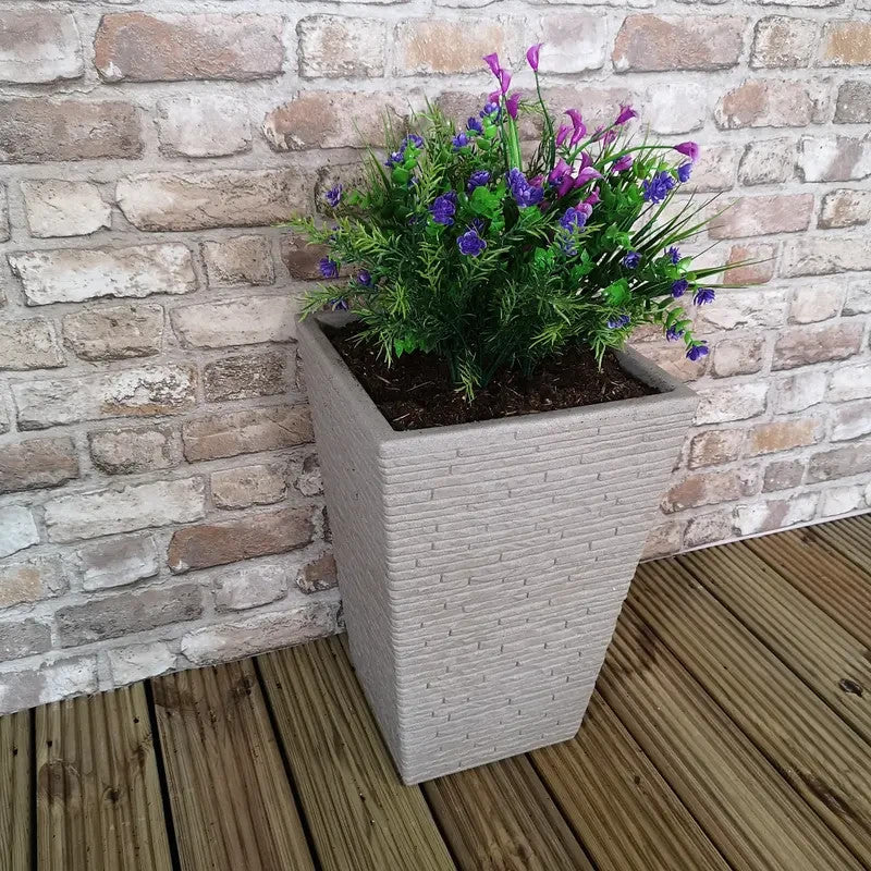 Tall Stone Effect Slate Garden Planter 45cm Indoor Outdoor Frostproof