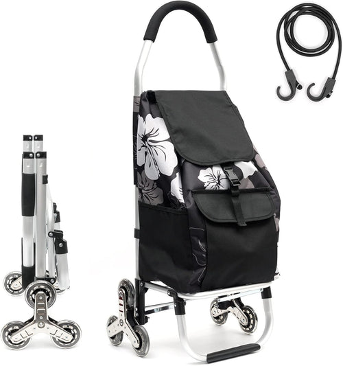 Folding 6-Wheel Stair Climber Shopping Trolley Cart 50kg Removable Bag