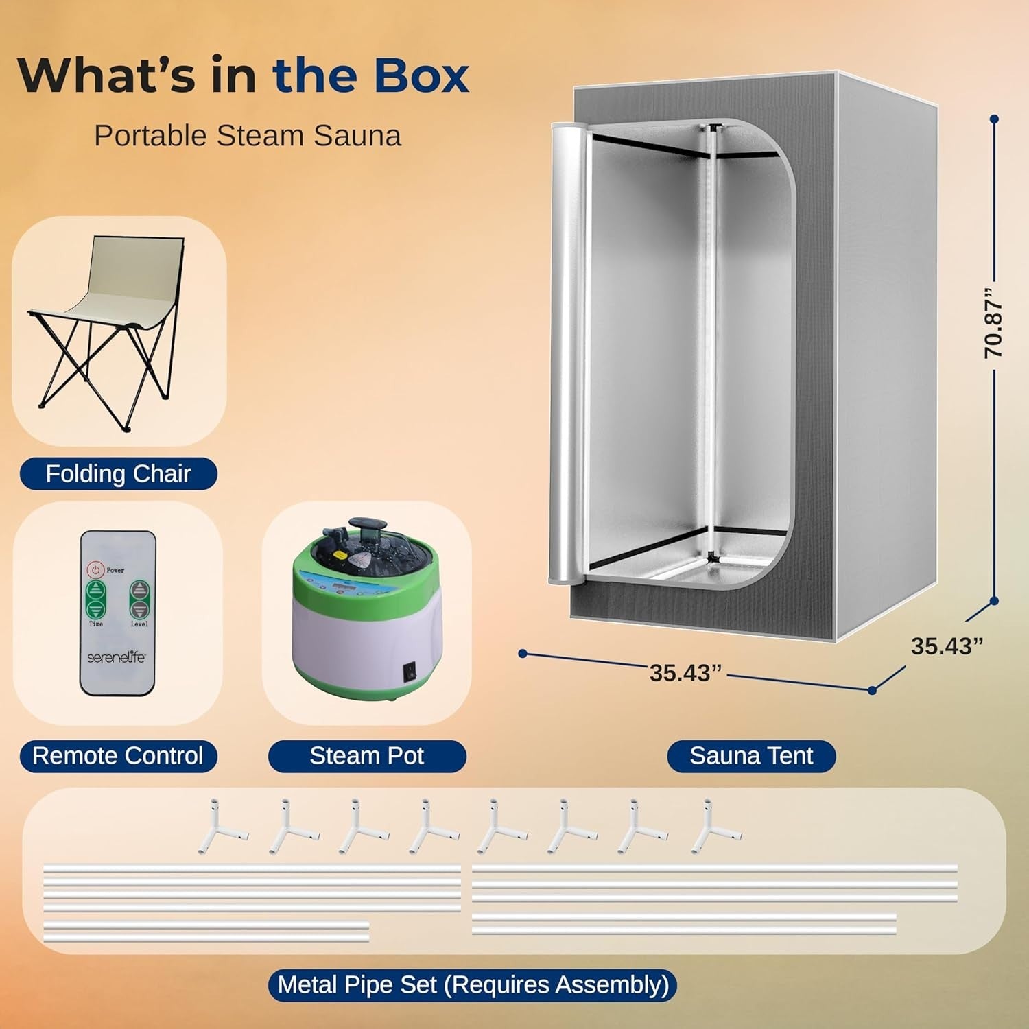 Portable Infrared Home Sauna Box – One-Person Steam Sauna with Chair & Foot Pad