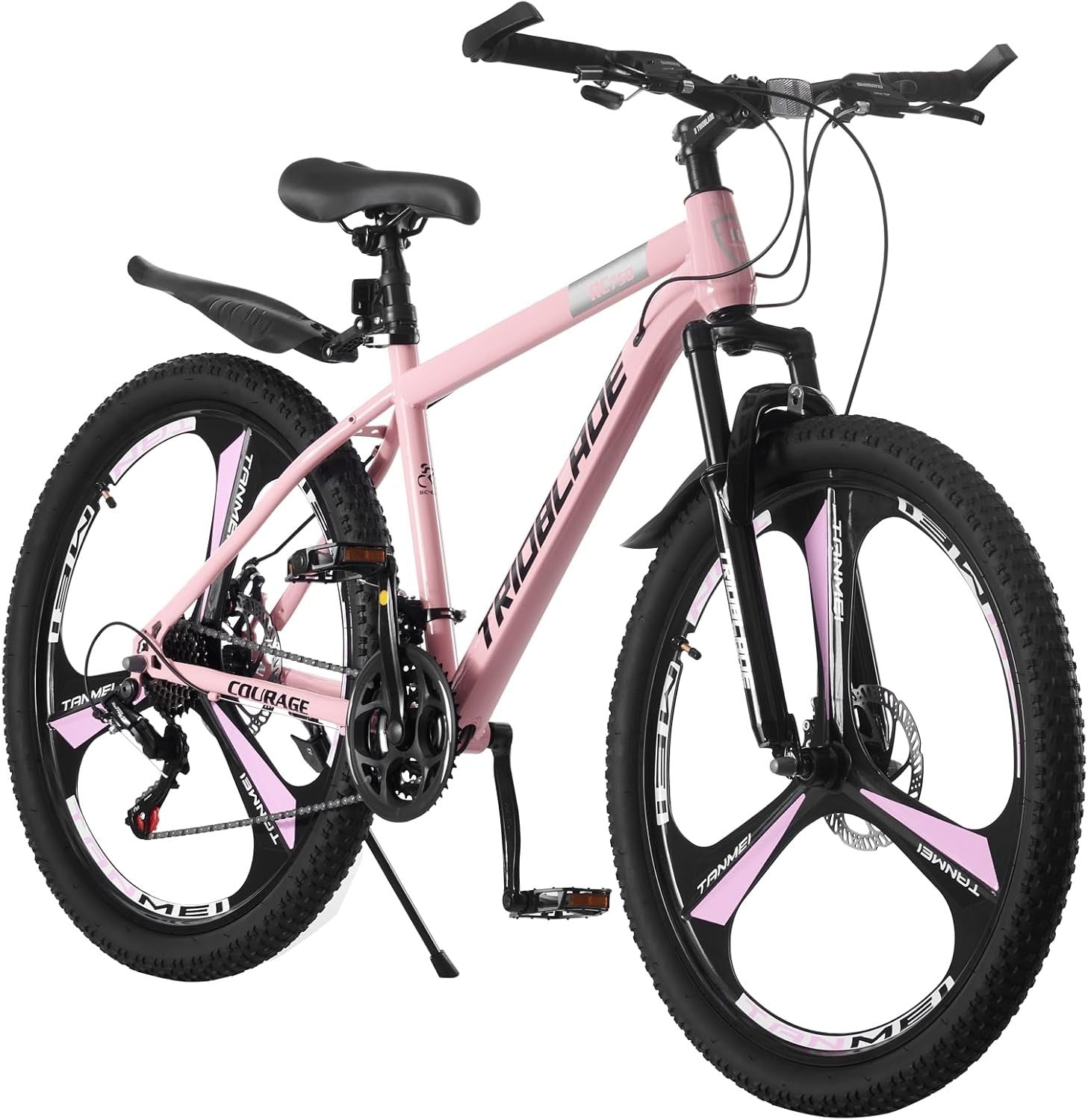 26" Pink Mountain Bike 21 Speed Dual Disc Brakes Lightweight Adult MTB