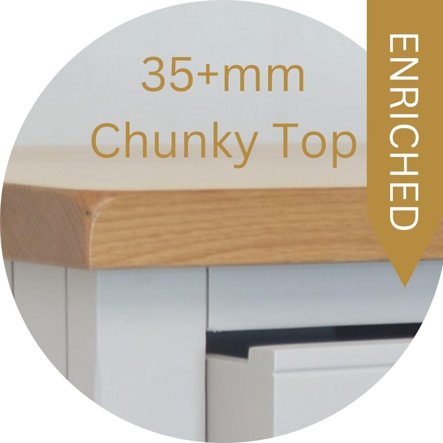 Painted Grey Bedside Table with 3 Drawers – Real Wood Slim Oak Top