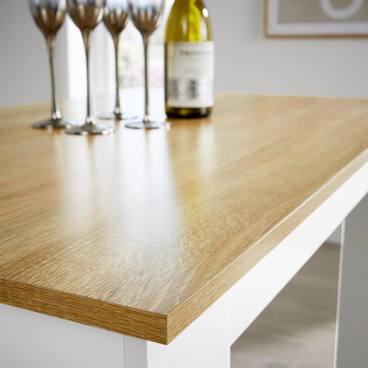 Modern White Kitchen Dining Table & 2 Benches – Compact, Easy Assembly