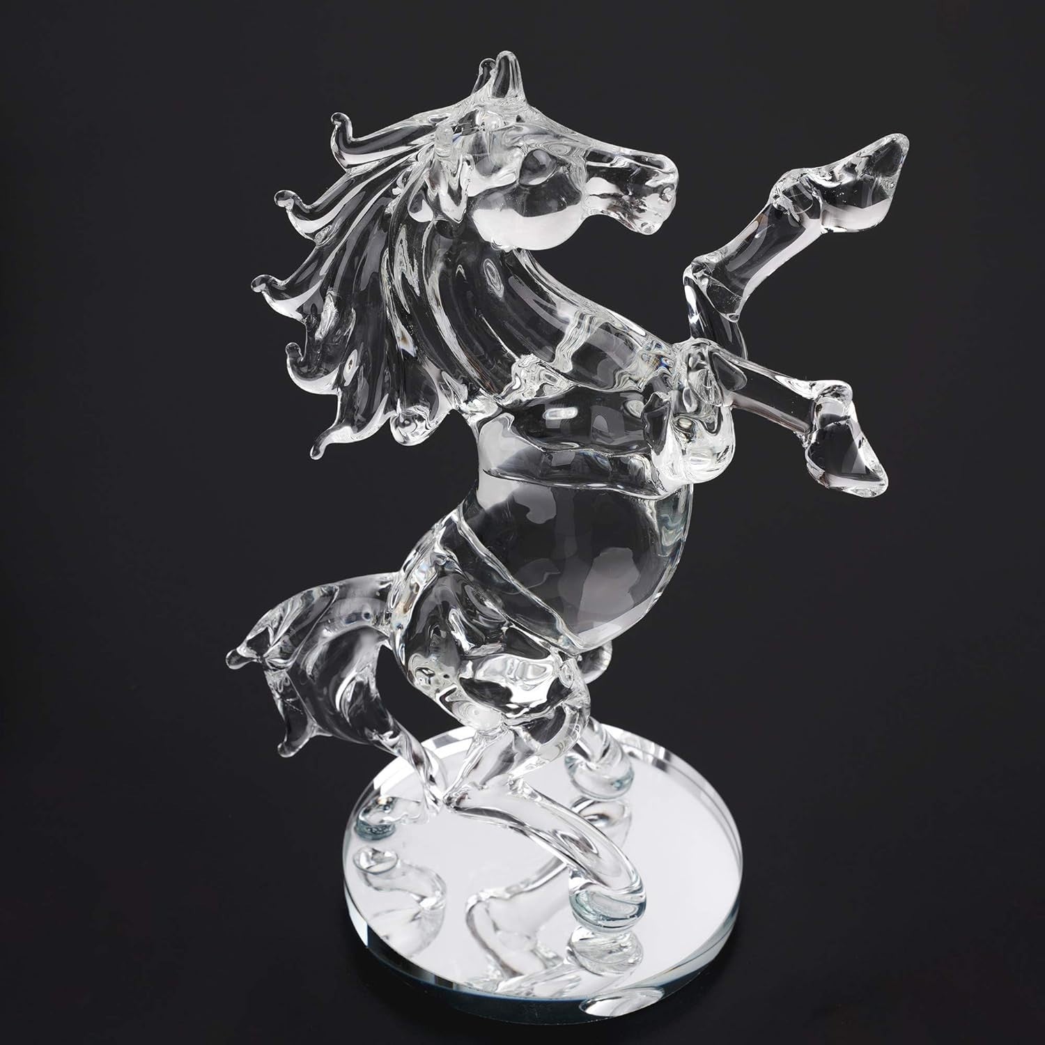 Crystal Horse Ornament Clear Glass Figurine Gift Elegant Decorative Statue 20cm