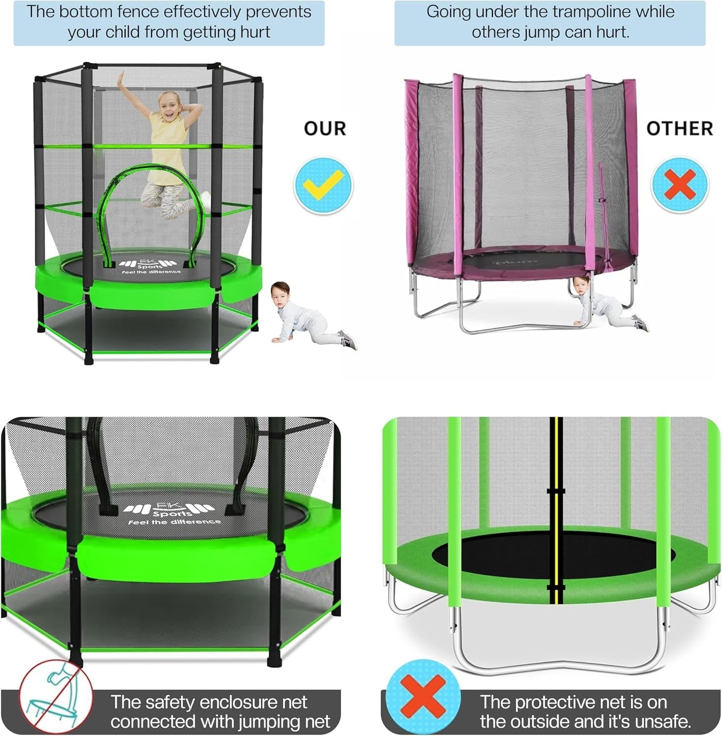 40” Foldable Fitness Rebounder Trampoline Quiet Indoor Outdoor Exercise