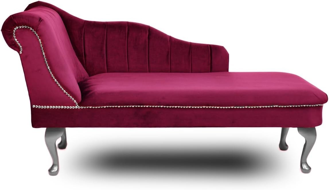 Velvet Chaise Lounge Left Hand Tufted Accent Sofa Chair Boysenberry 133cm