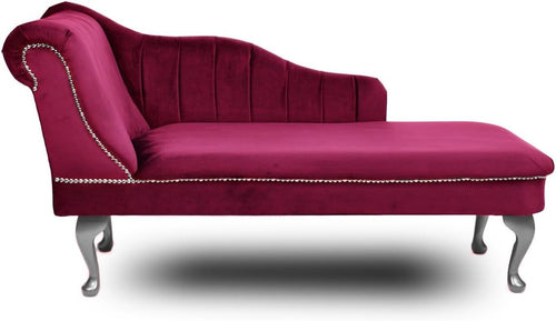 Velvet Chaise Lounge Left Hand Tufted Accent Sofa Chair Boysenberry 133cm