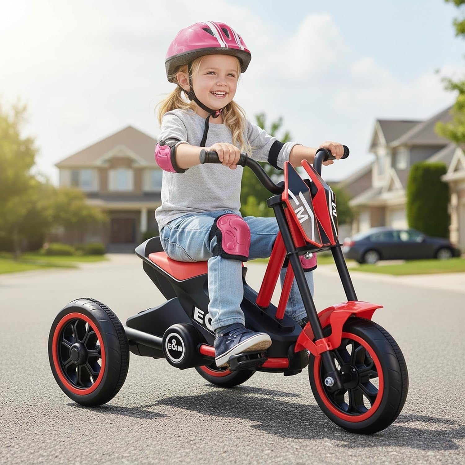 Kids Tricycle 3 Wheel Balance Bike Anti Slip Pedals Red Age 3+