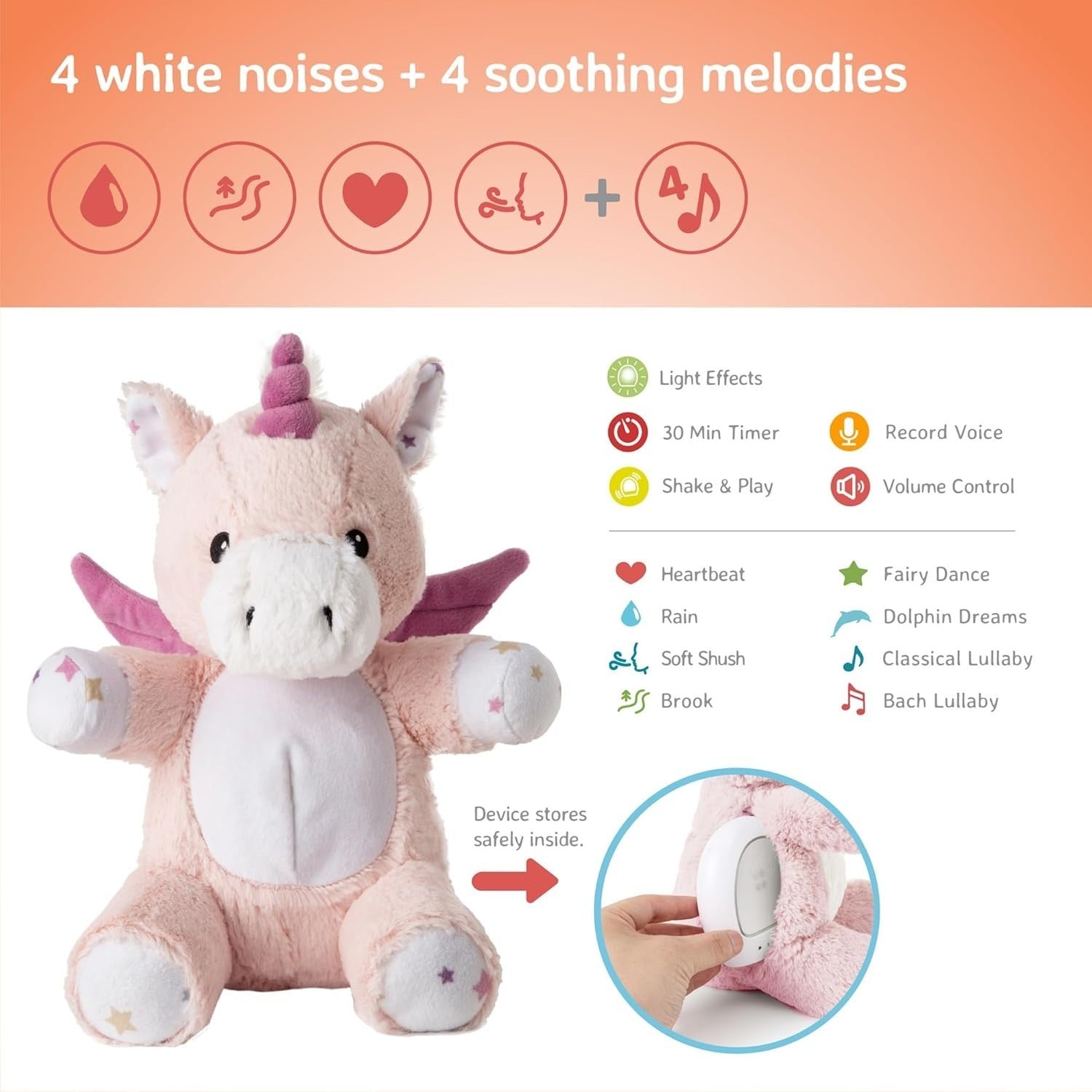 Lily the Unicorn Plush Night Light White Noise Baby Sleep Aid