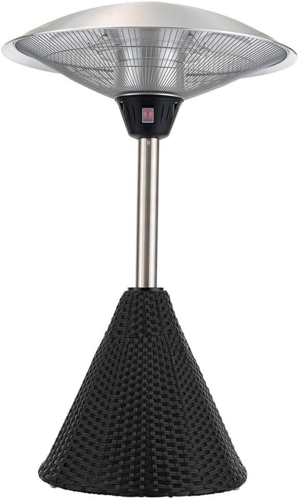 Outdoor Infrared Table Top Heater 2.1kW Rattan Base 3 Heat Settings IP44