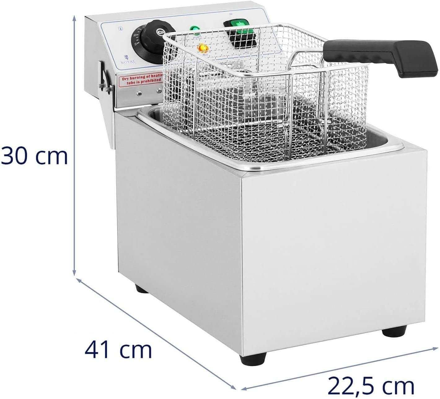 3200W Electric Deep Fat Fryer 8L Tank Single Basket Cold Zone Lid
