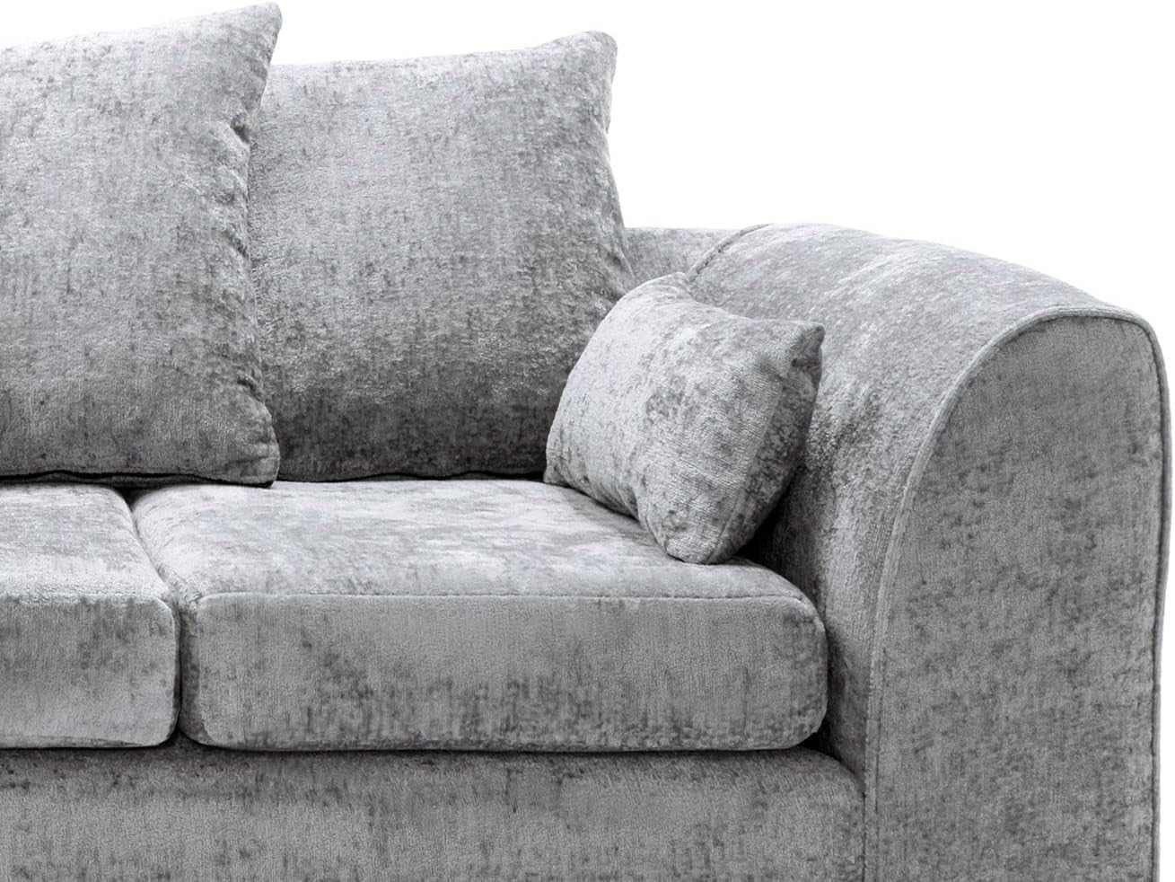 L-Shaped Light Grey Chenille Sofa 5-Seater Corner Couch Modern Living Room