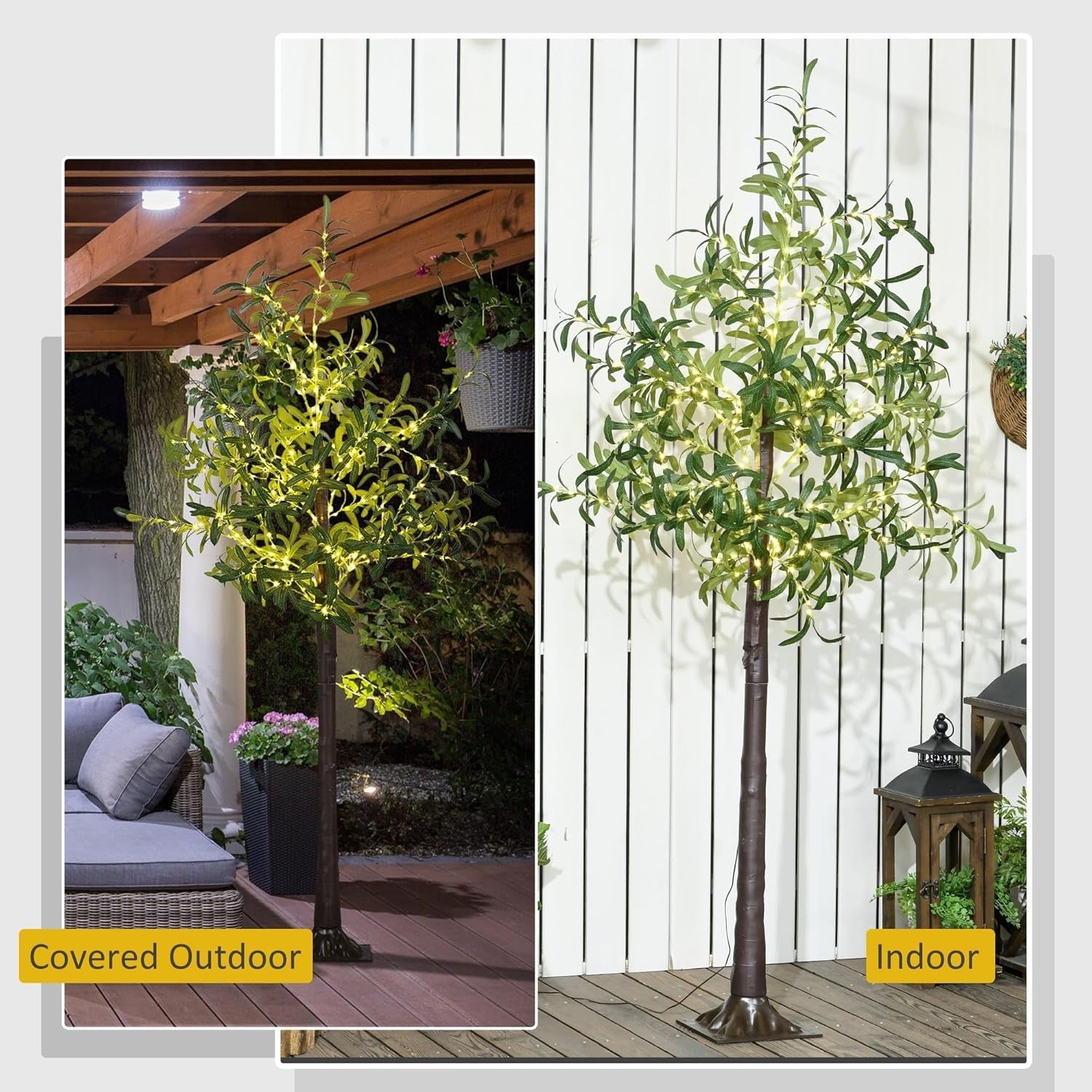 180cm Olive Tree Light with 300 LED Warm White Lights Artificial Indoor Decor